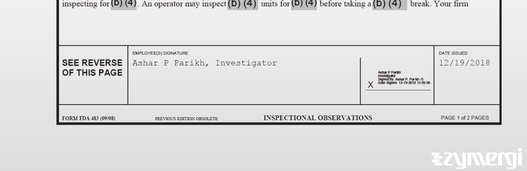 Ashar P. Parikh FDA Investigator 