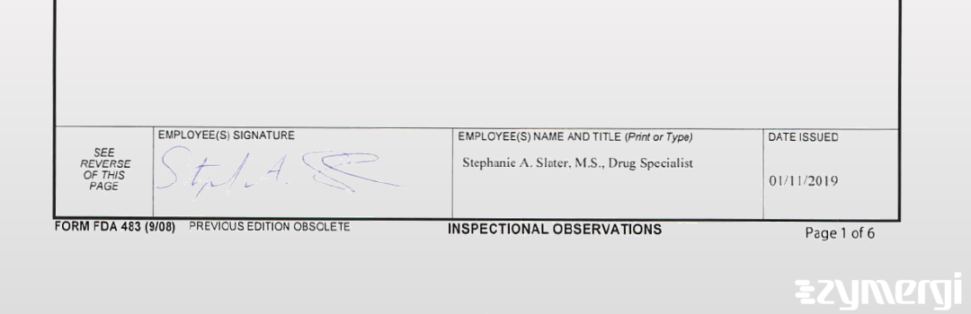 Stephanie A. Slater FDA Investigator 