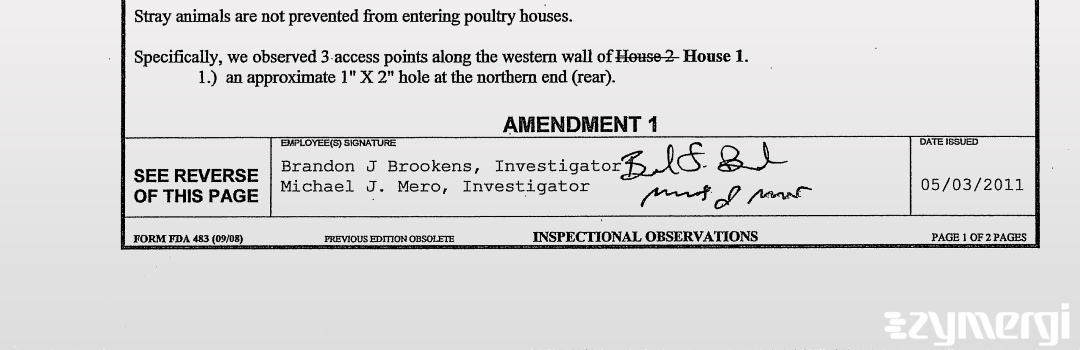 Brandon J. Brookens FDA Investigator Michael J. Mero FDA Investigator
