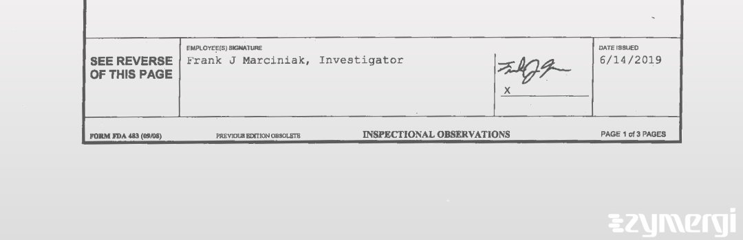 Frank J. Marciniak FDA Investigator 