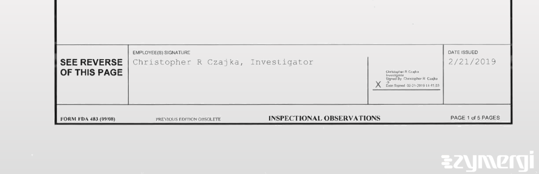 Christopher R. Czajka FDA Investigator 