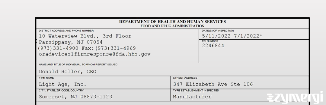 FDANews 483 Light Age, Inc. Jul 1 2022 top