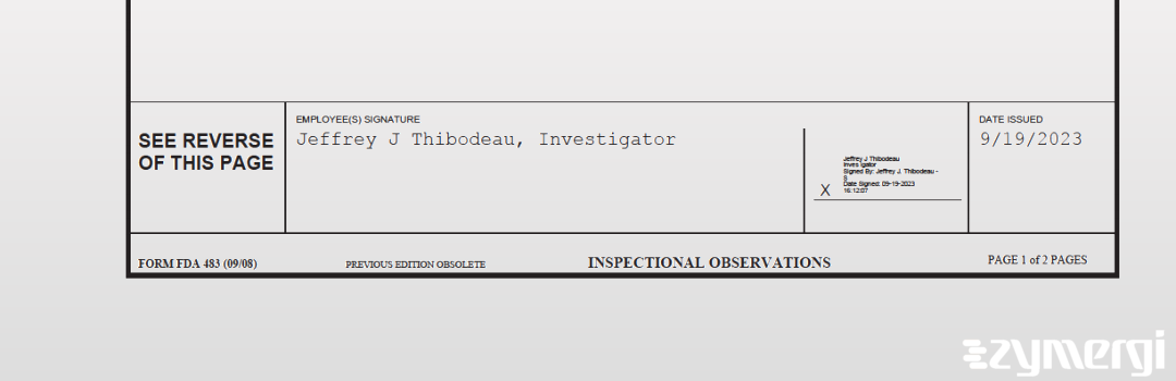 Jeffrey J. Thibodeau FDA Investigator 