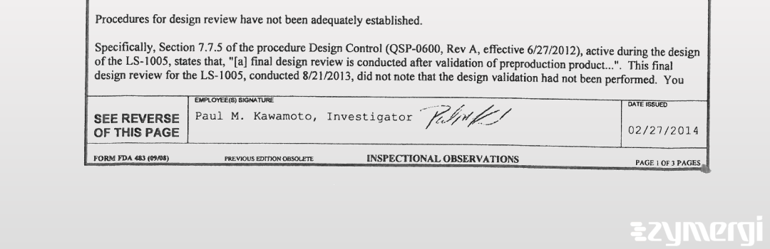 Paul M. Kawamoto FDA Investigator