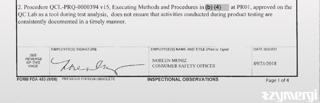 Noreen Muniz FDA Investigator 