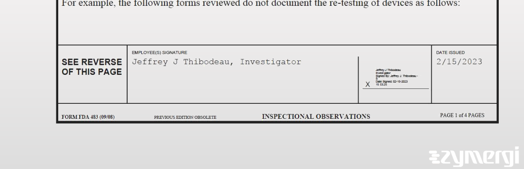 Jeffrey J. Thibodeau FDA Investigator 