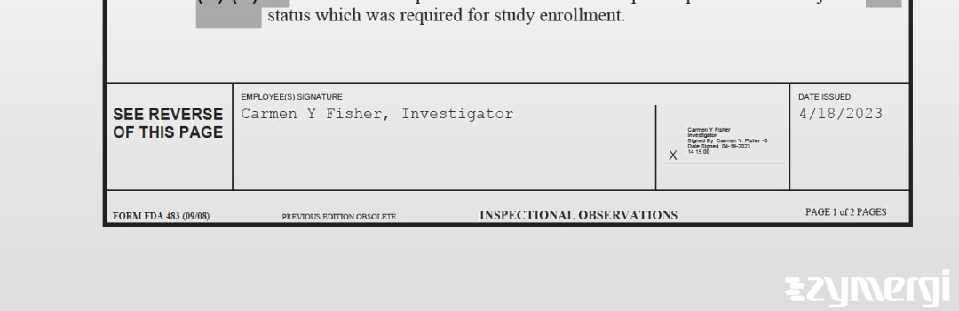 Carmen Y. Fisher FDA Investigator 