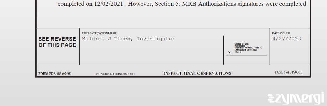 Mildred J. Tures FDA Investigator