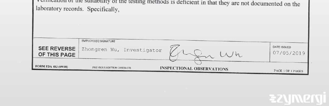 Zhongren Wu FDA Investigator