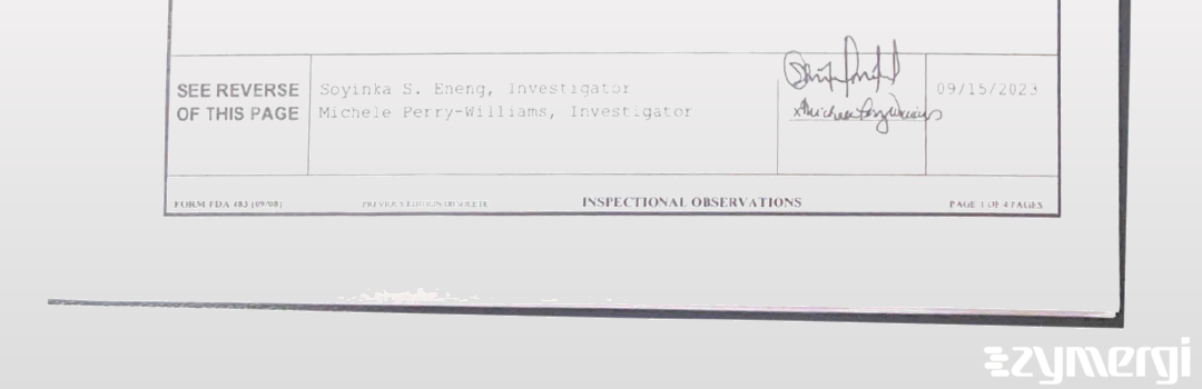 Michele Perry-Williams FDA Investigator Soyinka S. Eneng FDA Investigator 