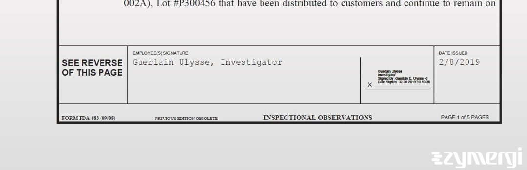 Guerlain Ulysse FDA Investigator 