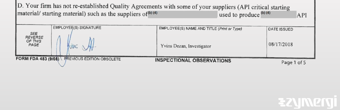 Yvins Dezan FDA Investigator 