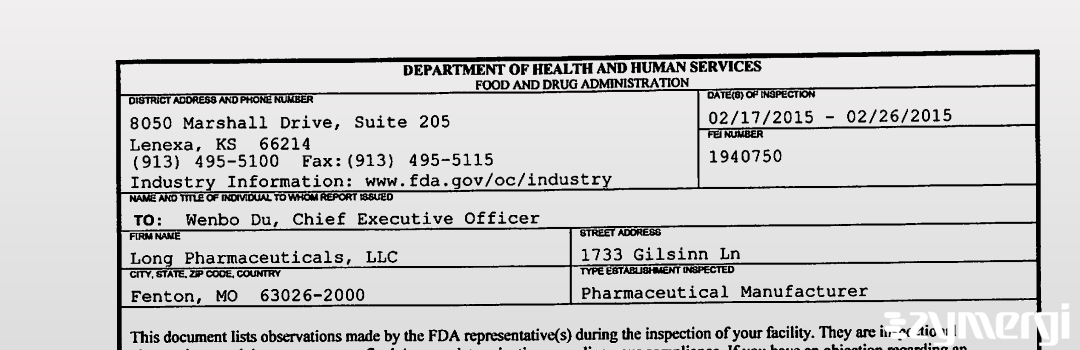 FDANews 483 Long Pharmaceuticals, LLC Feb 26 2015 top