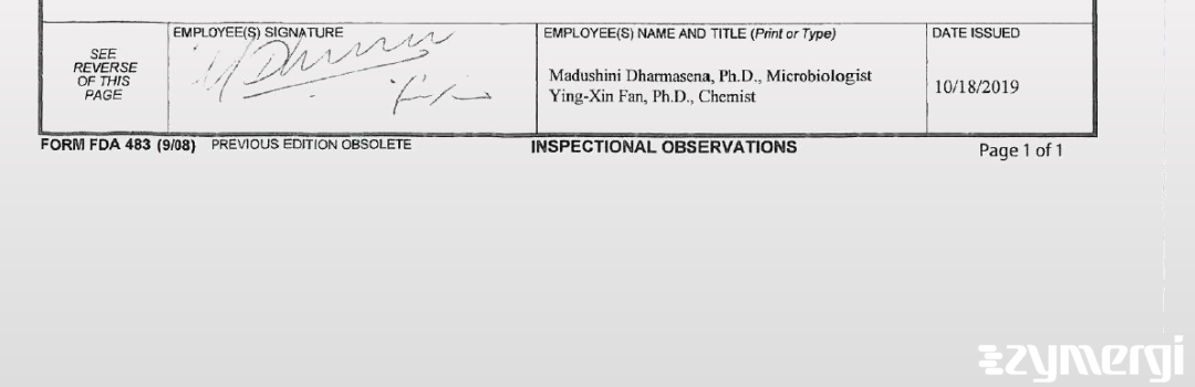 Madushini N. Dharmasena FDA Investigator 