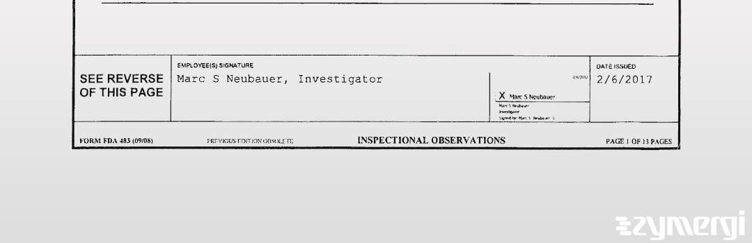 Steven P. Donald FDA Investigator Marc S. Neubauer FDA Investigator James M. Simpson FDA Investigator 