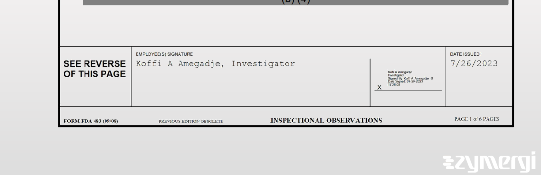 Koffi A. Amegadje FDA Investigator