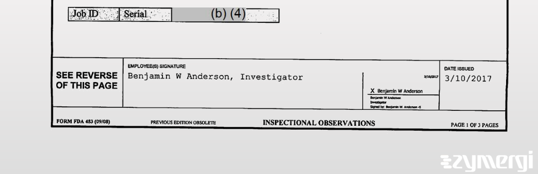 Benjamin W. Anderson FDA Investigator 