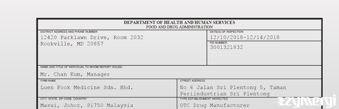 FDANews 483 Luen Fook Medicine Sdn. Bhd. Dec 14 2018 top