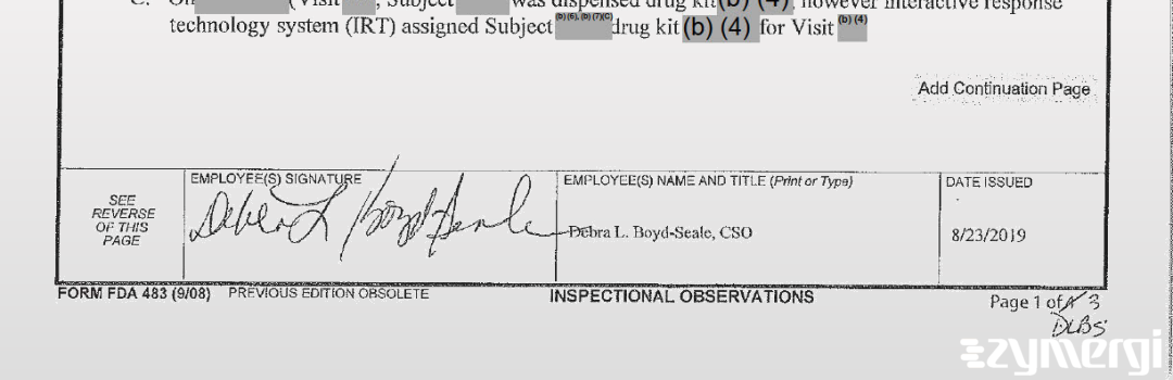 Debra L. Boyd Seale FDA Investigator Boyd Seale, Debra L FDA Investigator