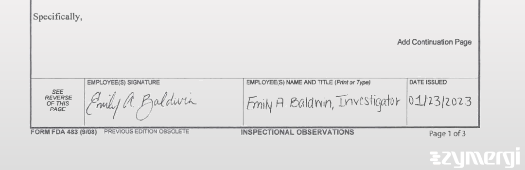 Emily A. Baldwin FDA Investigator 