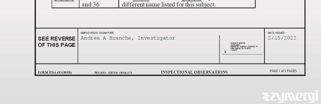 Andrea A. Branche FDA Investigator 