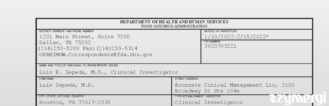 FDANews 483 Luis Zepeda, M.D. Feb 15 2022 top