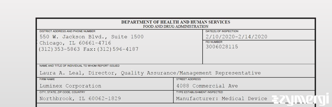 FDANews 483 Luminex Corporation Feb 14 2020 top