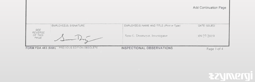 Sena G. Dissmeyer FDA Investigator