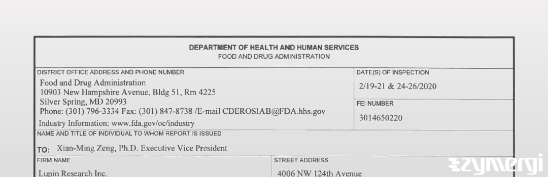 FDANews 483 Lupin Research Inc Feb 26 2020 top