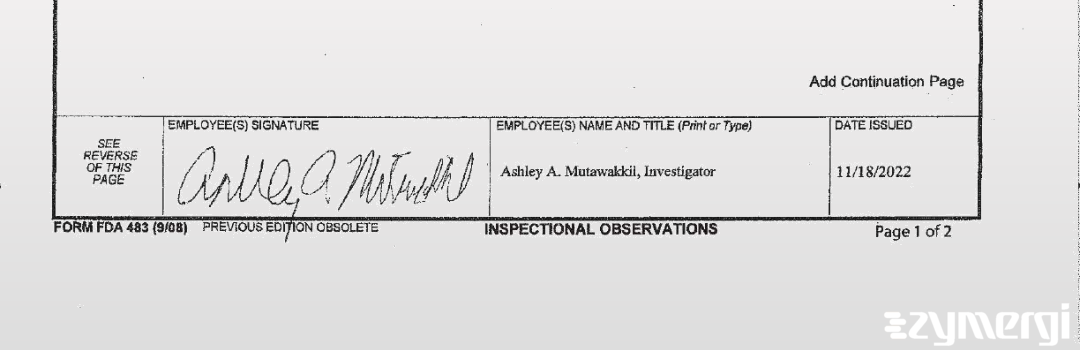 Ashley A. Mutawakkil FDA Investigator 