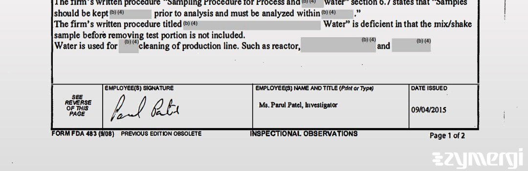 Parul M. Patel FDA Investigator 