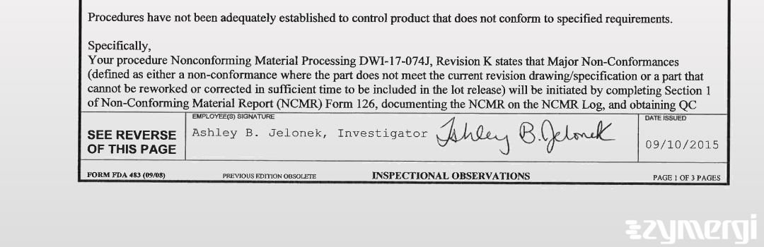 Ashley B. Jelonek FDA Investigator