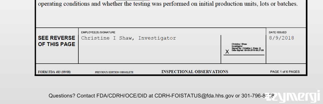 Christine I. Shaw FDA Investigator 