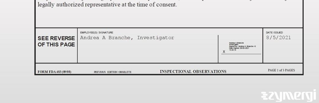 Andrea A. Branche FDA Investigator