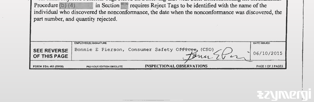 Bonnie E. Pierson FDA Investigator Bonnie E. Conley FDA Investigator
