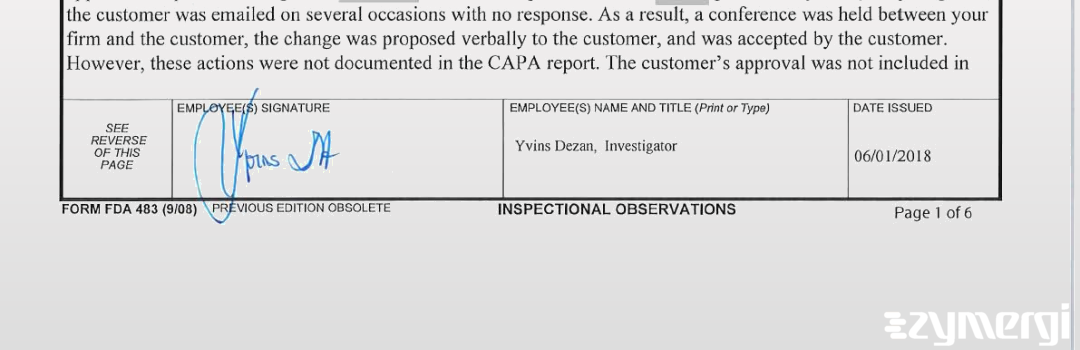 Yvins Dezan FDA Investigator