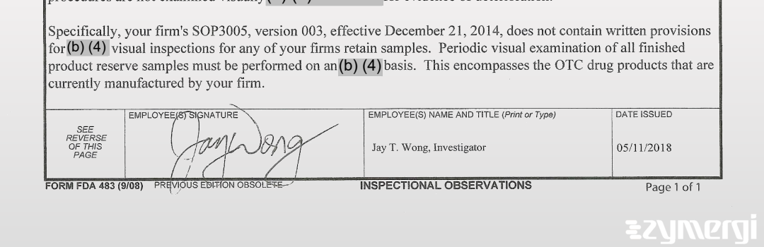 Jay T. Wong FDA Investigator 