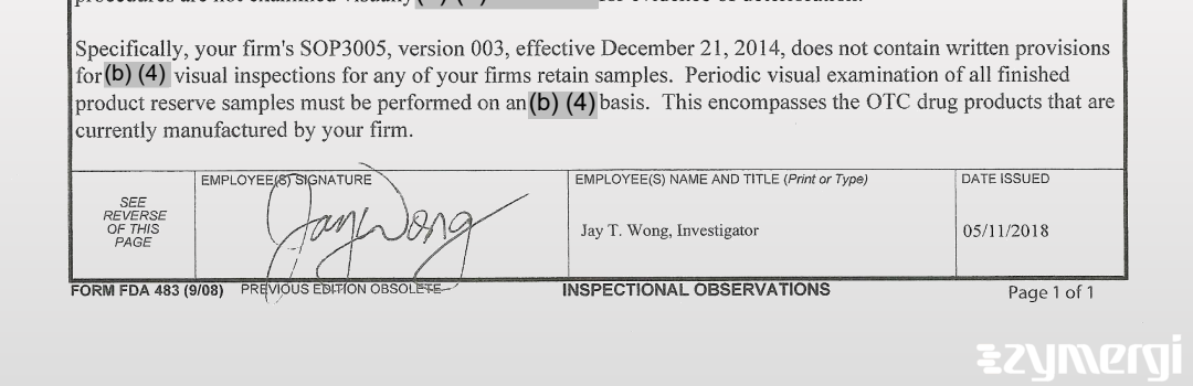 Jay T. Wong FDA Investigator