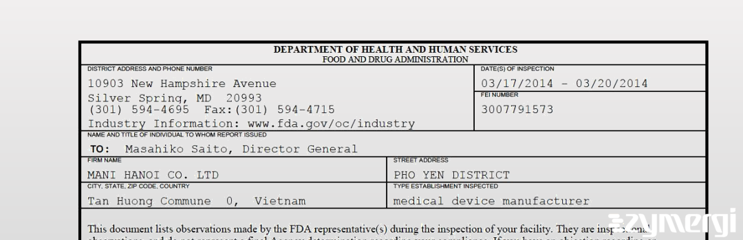 FDANews 483 MANI HANOI CO. LTD Mar 20 2014 top