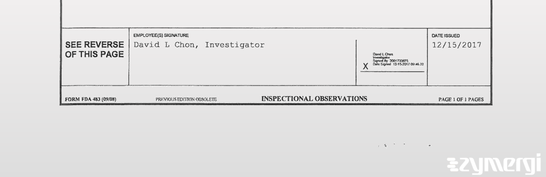 David L. Chon FDA Investigator 