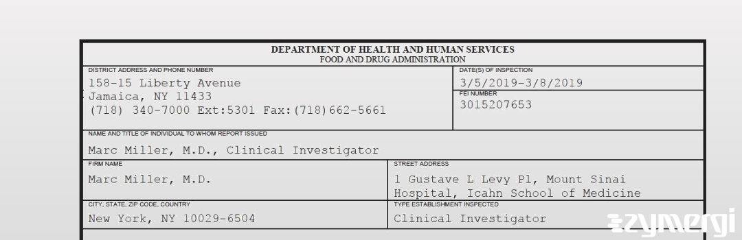 FDANews 483 Marc Miller, M.D. Mar 8 2019 top