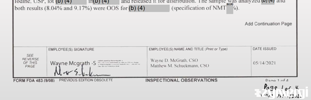 Wayne D. McGrath FDA Investigator Matthew M. Schuckmann FDA Investigator
