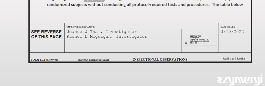 Jeanne J. Thai FDA Investigator Rachel E. McGuigan FDA Investigator 