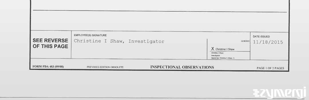 Christine I. Shaw FDA Investigator