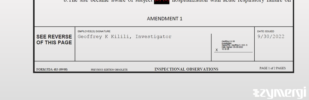 Geoffrey K. Kilili FDA Investigator 