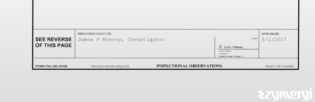 James P. McEvoy FDA Investigator