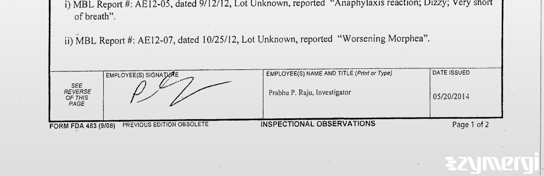 Prabhu P. Raju FDA Investigator 