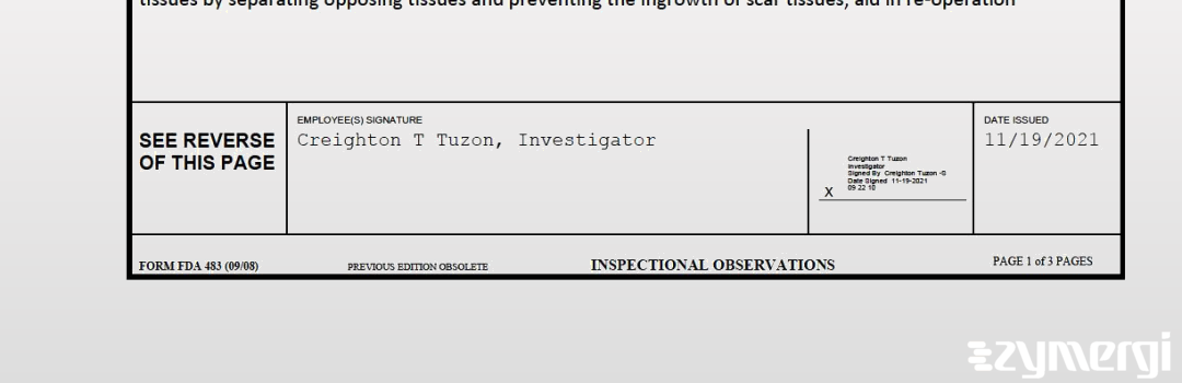 Creighton T. Tuzon FDA Investigator 