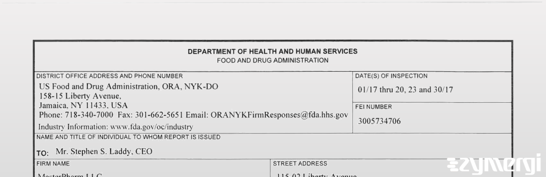 FDANews 483 MasterPharm LLC Jan 30 2017 top