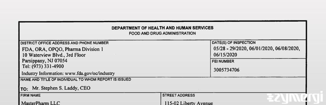 FDANews 483 MasterPharm LLC Jun 15 2020 top